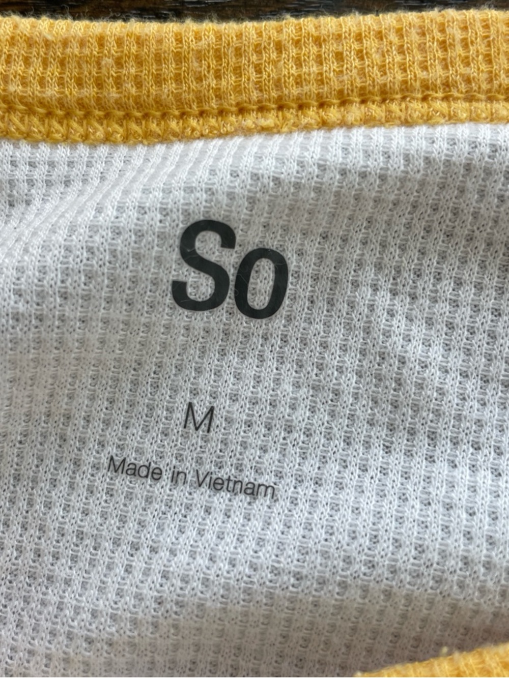 SO Yellow and White Waffle Knit Henley - Picture 3 of 3